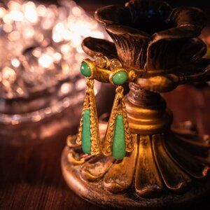 Vintage 925 Sterling Silver Emerald Green Stud Earrings Elegant Jewelry